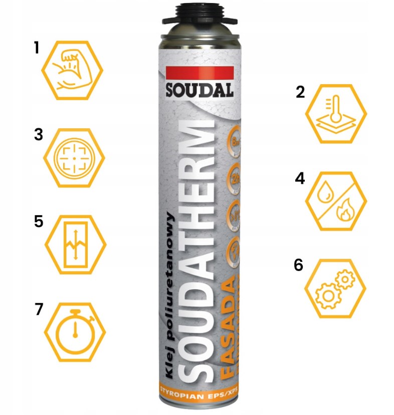 Klej poliuretanowy do styropianu SOUDATHERM FASADA 750 ml EPS/XPS